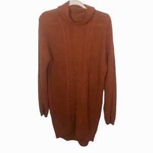 Almost Famous Burnt Orange Cowl Neck Sweater Dress L